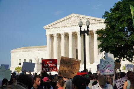 Photo of pro-choice protest in front of the U.S. Supreme Court